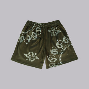 Paisley Shorts (Army Green)